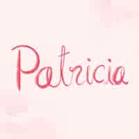 Vetor grátis fonte de vetor rosa script de nome patricia