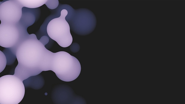 Forma de metaball fluido 3d abstrato com bolas violetas. Gotículas orgânicas pastel líquidas Synthwave com gradiente de cor.