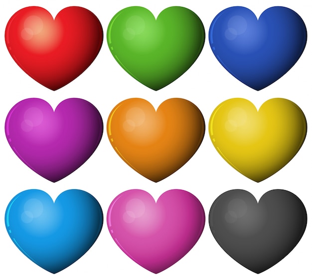 Forma do coração em cores diferentes