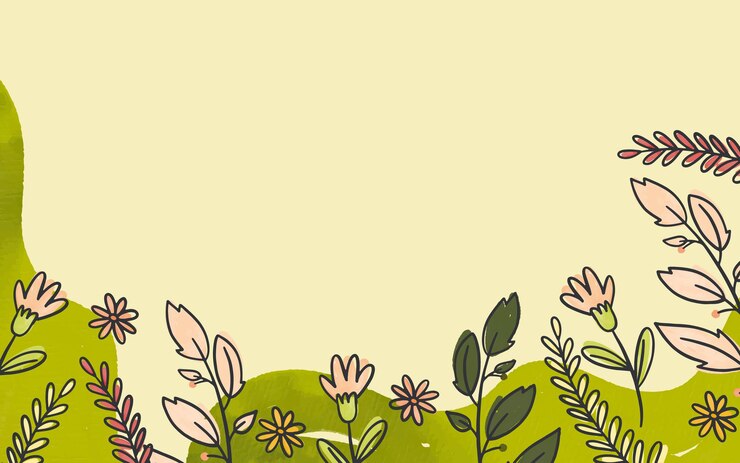 Vetor grátis formas abstratas em aquarela com fundo de flores desenhadas à mão