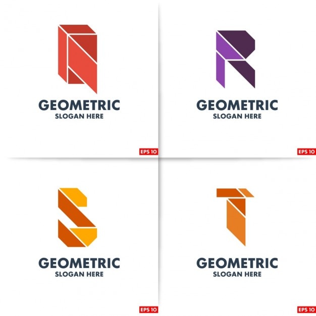 Vetor grátis formas geométricas modelos de logotipo do alfabeto