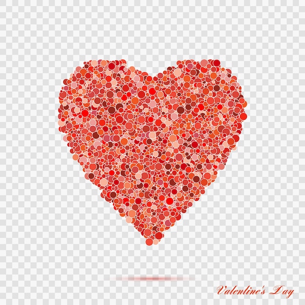 Formato de coração vermelho para dia dos namorados com muitos pontos Ilustração vetorial símbolo de amor
