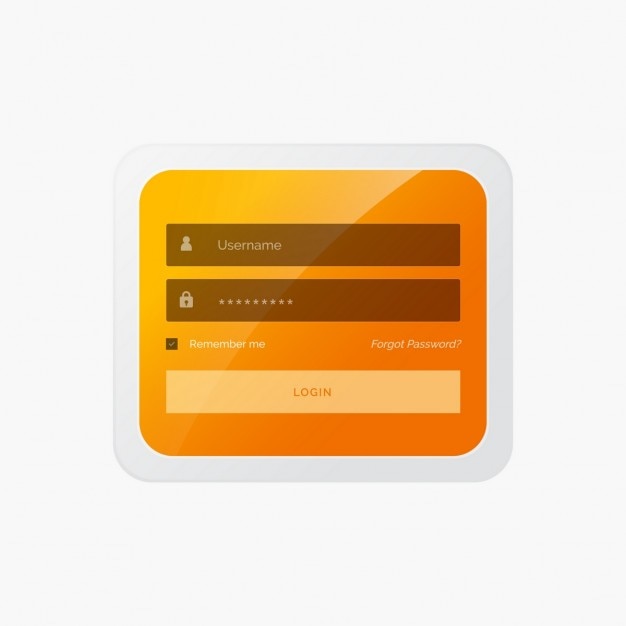 Vetor grátis formulário de login elegante no tema amarelo para o site e aplicativo móvel