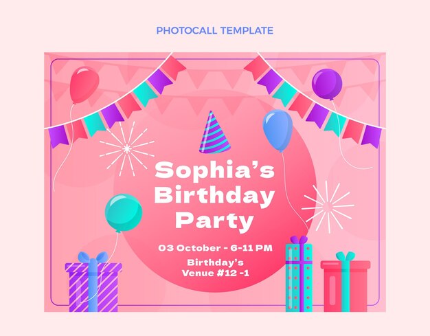 Foto de aniversário colorida gradiente