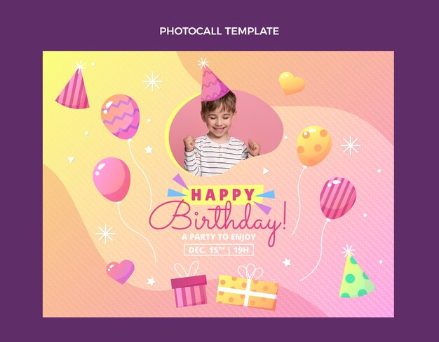 Foto de aniversário colorida gradiente