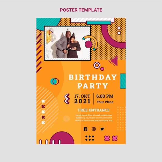 Foto nostálgica de aniversário plana dos anos 90