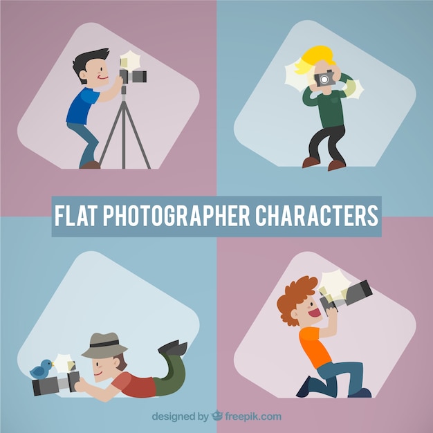 Fotógrafo personagens planas