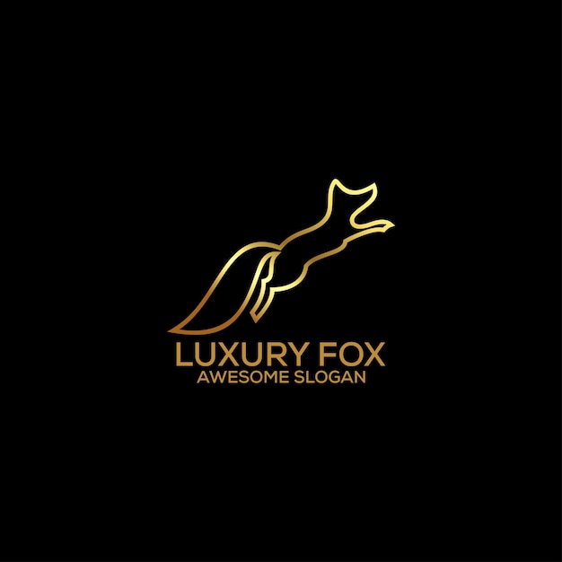 Vetor grátis fox com arte de linha de design de logotipo de luxo