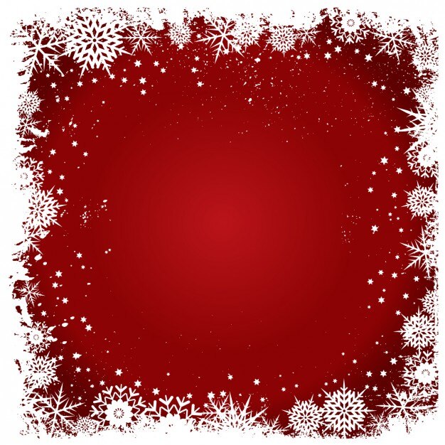 Frame dos flocos de neve em um fundo vermelho