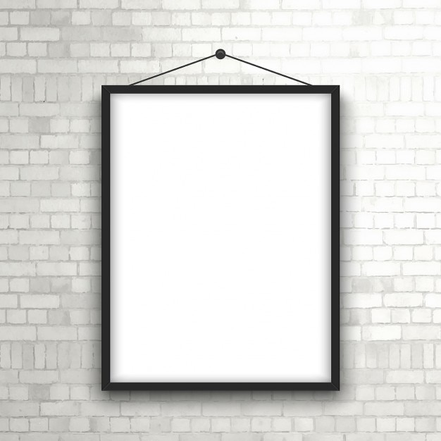 Vetor grátis frame em branco quadro pendurado em uma parede de tijolo