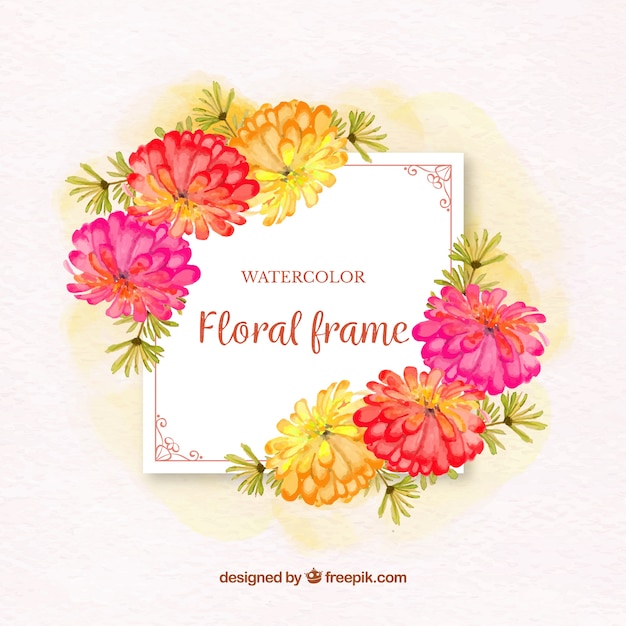 Frame floral colorido da aguarela com estilo elegante
