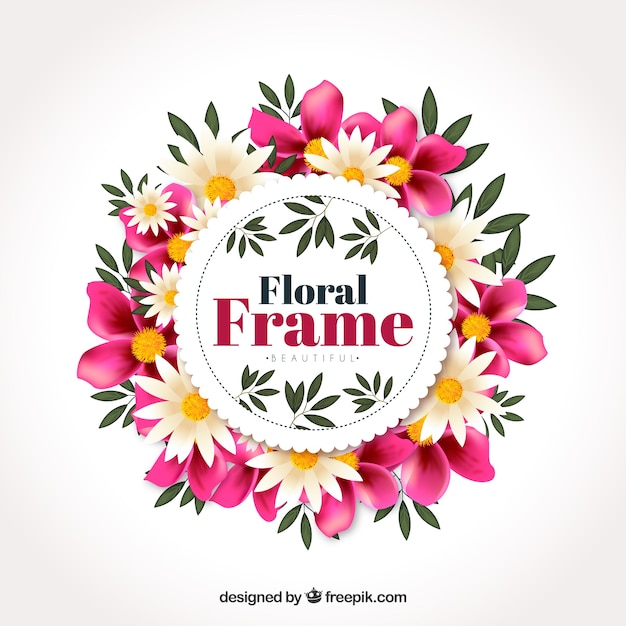 Vetor grátis frame floral colorido em estilo realista