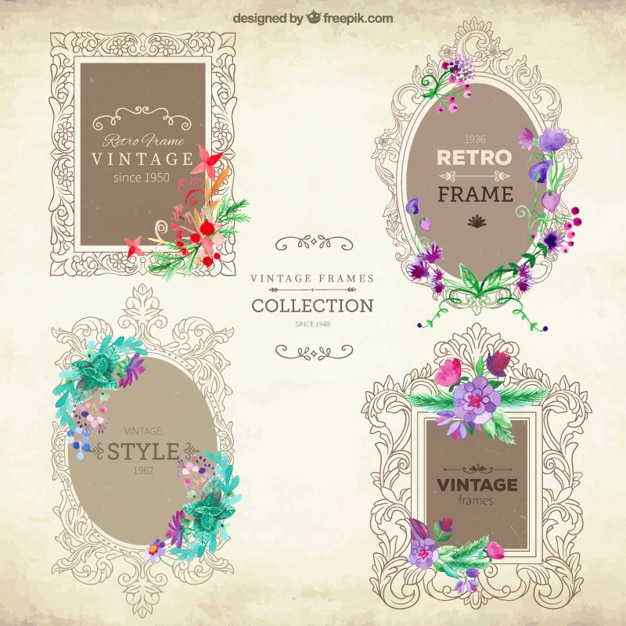 Frames decorativos com flores set