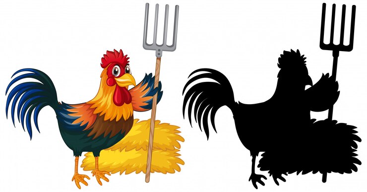 Vetor grátis frango agricultor com sua silhueta