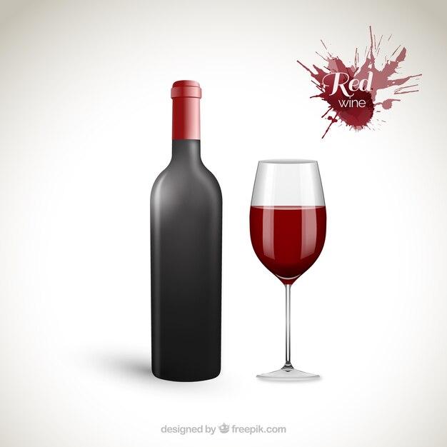 Frasco de vinho vermelho e wineglass