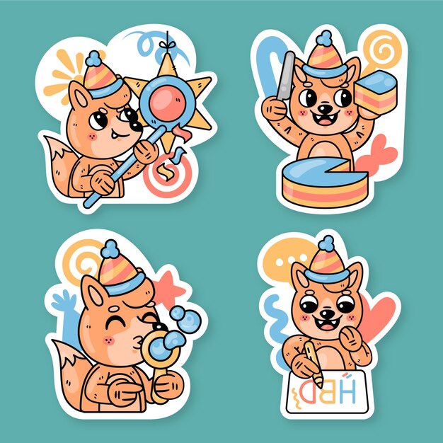 Fred, a raposa, adesivos de aniversário