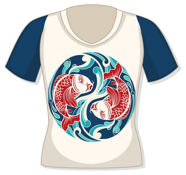 Frente da camiseta com estampa de carpa koi