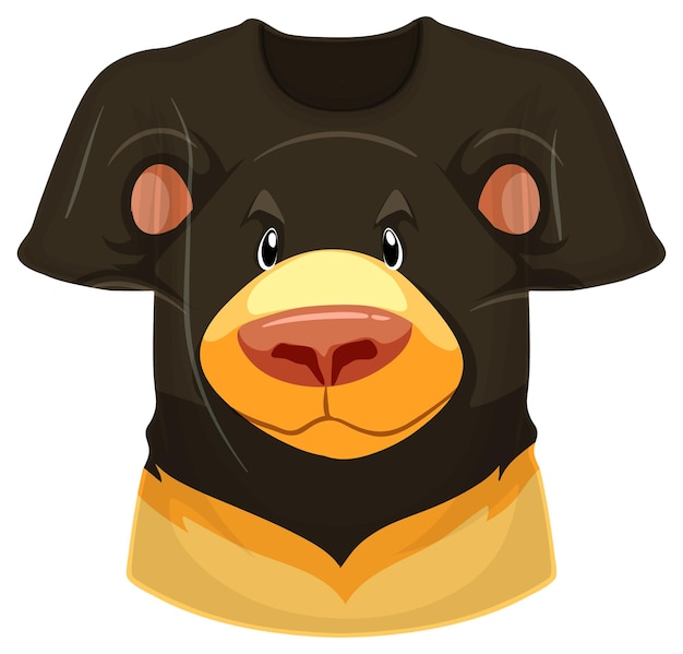 Vetor grátis frente da camiseta com estampa de urso preto