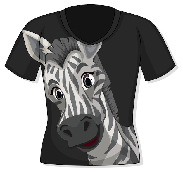 Frente da camiseta com estampa de zebra