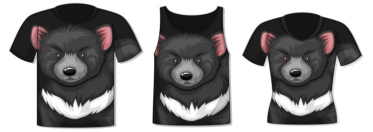 Vetor grátis frente da camiseta com modelo de urso preto