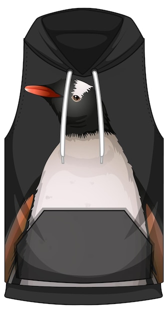 Frente do capuz sem mangas com padrão de pinguim
