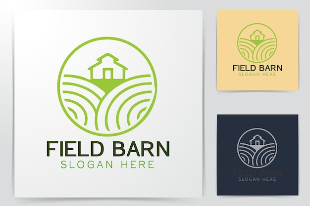 Vetor grátis fresco da fazenda e campo de paisagem inspiração de designs de logotipo isolado no fundo branco