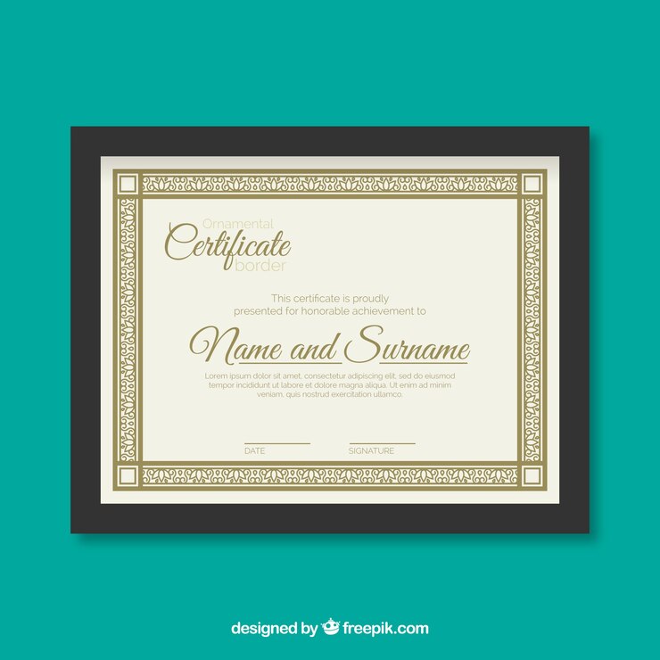 Vetor grátis fronteira de certificado com ornamentação