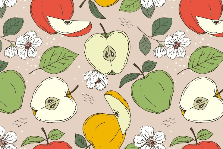 Vetor grátis fruta de design plano e ilustração de padrão floral