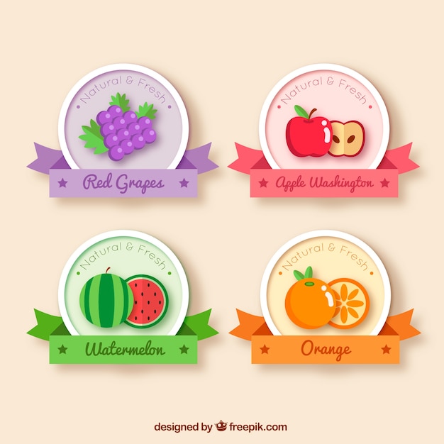 Frutas adesivos com fitas decorativas