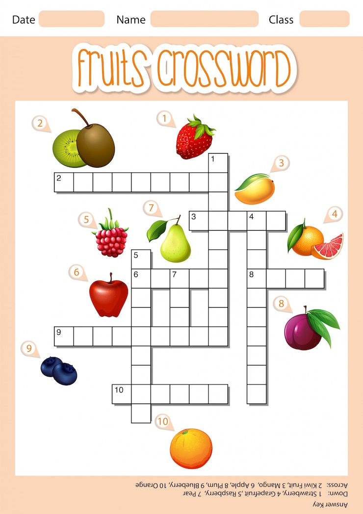 Vetor grátis frutas cruzam palavra
