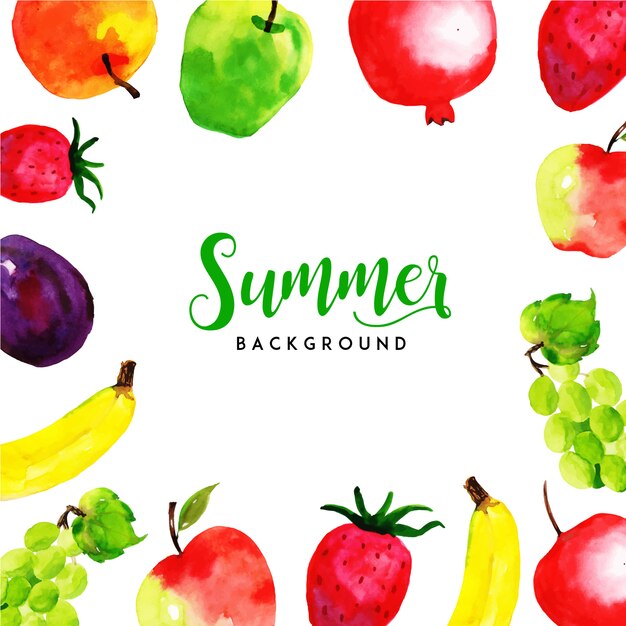 Frutas de verão aquarela fundo multiuso