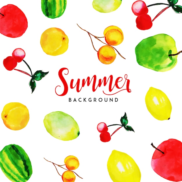 Frutas de verão aquarela fundo multiuso