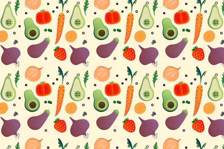 Vetor grátis frutas e legumes de estilo de fundo