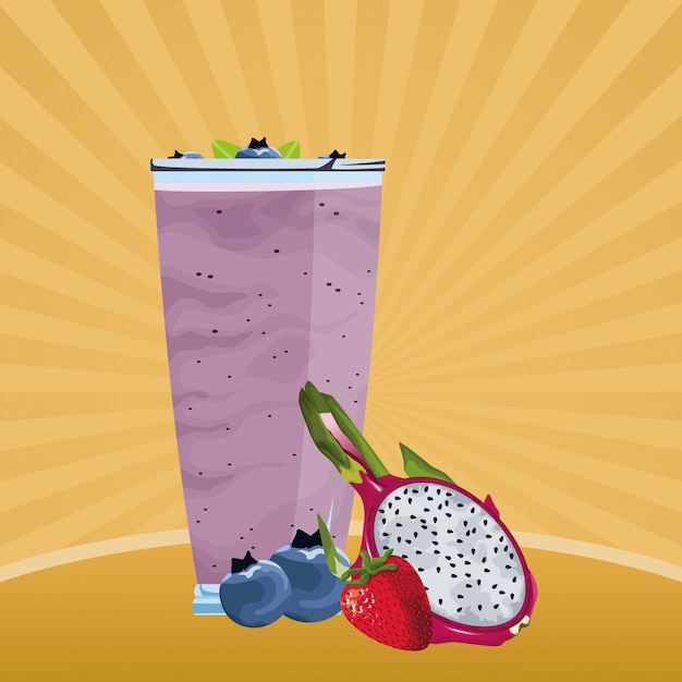 Frutas tropicais e smoothie drink