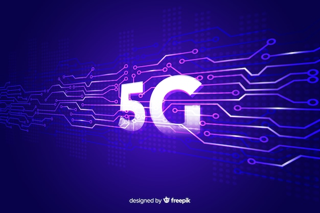 Vetor grátis fundo 5g conceito violeta