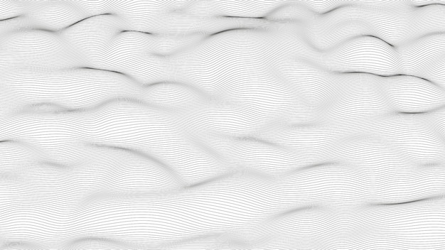 Fundo abstrato com formas de linha distorcidas em um fundo branco ondas de linha de som monocromáticas