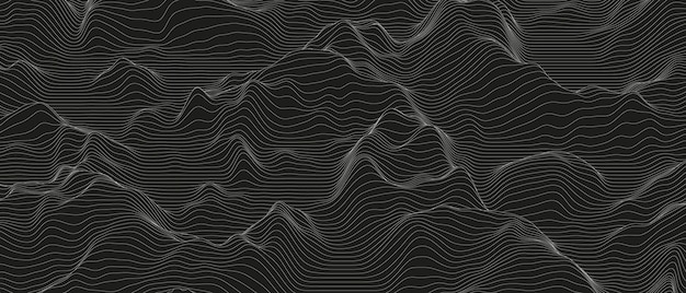 Fundo abstrato com formas de linhas distorcidas em preto