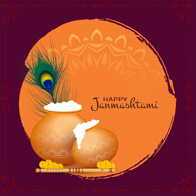 Fundo abstrato da saudação do feliz festival Janmashtami