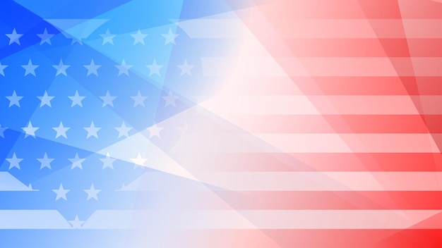 Fundo abstrato do dia da independência com elementos da bandeira americana nas cores vermelha e azul.