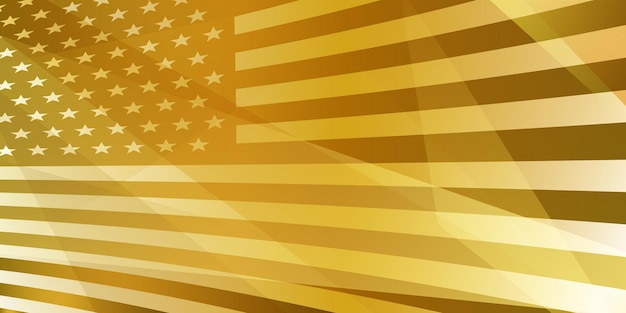 Fundo abstrato do dia da independência dos eua com elementos da bandeira americana em cores amarelas.