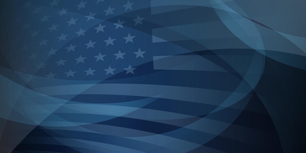 Fundo abstrato do dia da independência dos eua com elementos da bandeira americana em cores azuis escuras Vetor Premium