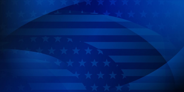 Fundo abstrato do dia da independência dos eua com elementos da bandeira americana em cores azuis.