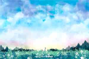 Vetor grátis fundo abstrato paisagem aquarela