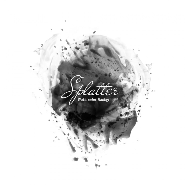 Vetor grátis fundo abstrato preto aquarela splatter