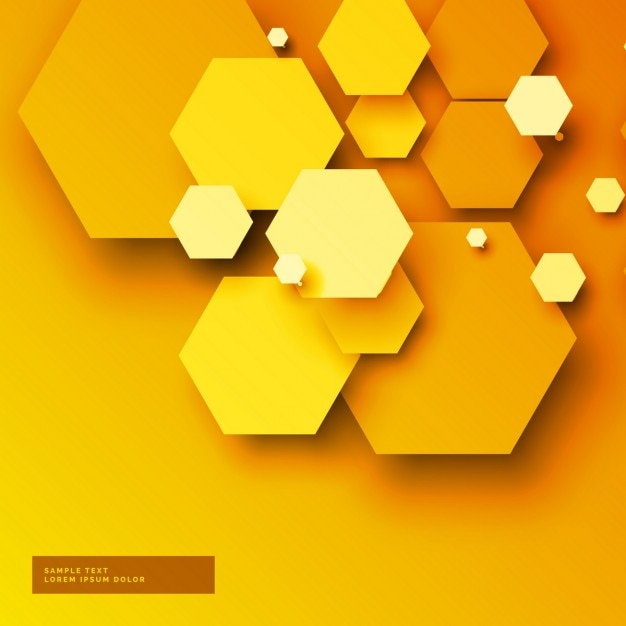 Vetor grátis fundo amarelo com formas 3d hexagonais