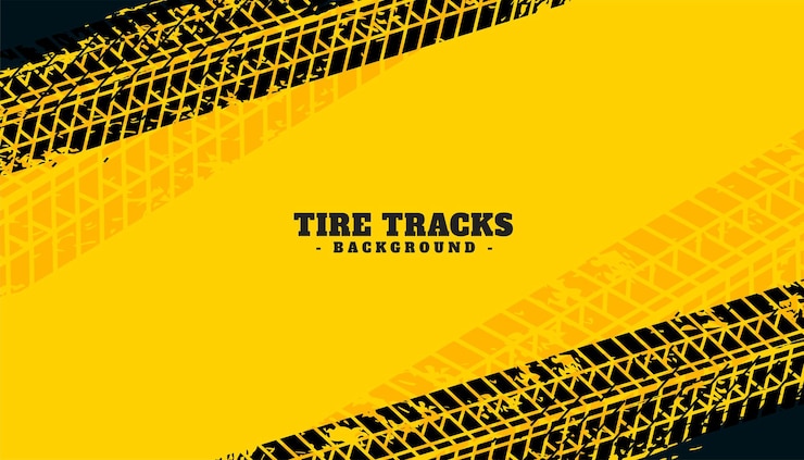 Vetor grátis fundo amarelo da pista do pneu com efeito grungy