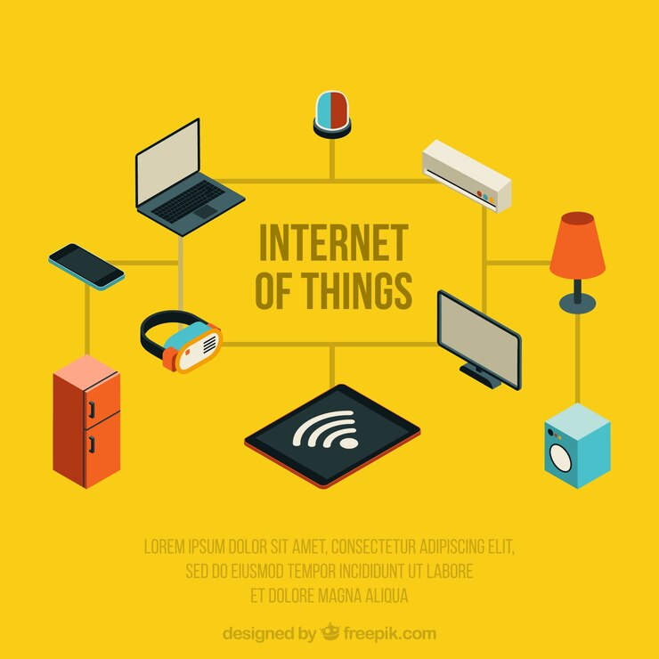 Vetor grátis fundo amarelo de sometrics com elementos da internet