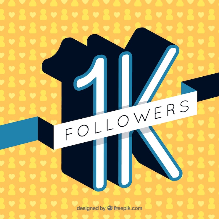 Vetor grátis fundo amarelo retro de 1k seguidores