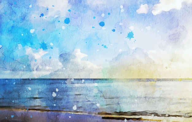 Fundo aquarela céu mar