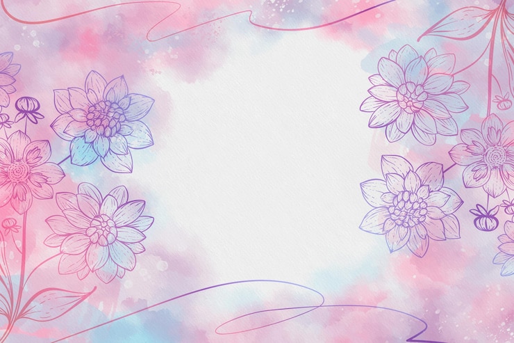 Vetor grátis fundo aquarela com flores desenhadas e espaço vazio